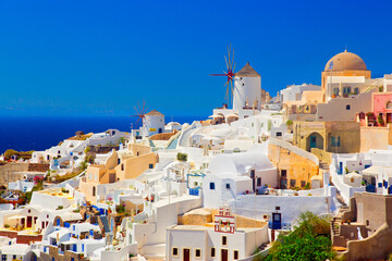 Panoramic view of Santorini island, Cyclades, Greece