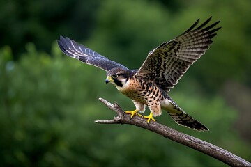 Obraz premium falcon perched on a mistletoe branch