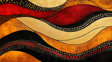Obraz premium Abstract Aboriginal art with bold colors and dotted landscape design