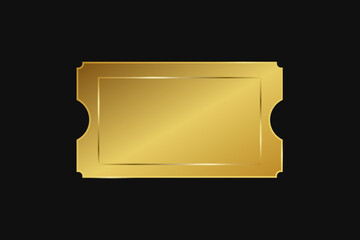 A golden elegant coupon. An elite ticket. Invitation to a party, cinema, concert, event, festival