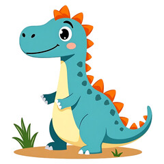 Naklejka premium Cute cartoon dinosaur character isolated on transparent background.