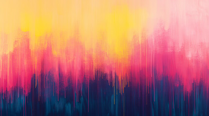 Vibrant abstract painting with bold yellow, pink, and blue streaks