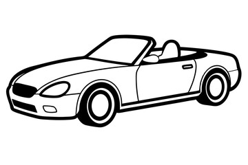 Line Art of a Convertible Car on White Background