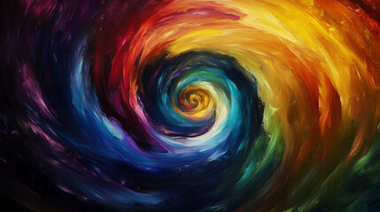 Vivid spiral of swirling rainbow colors in dynamic abstract art