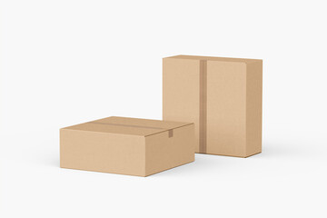 empty Brown Paper mailing box cardboard box isolated on white background