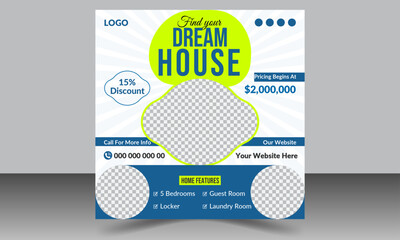 Professional Modern Real Estate Social Media Post Design