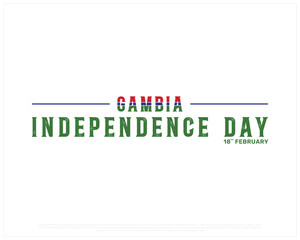 GAMBIA Independence Day vector design on a white background, Typographic Design of GAMBIA Independence Day, Independence Day of GAMBIA with national flag, Vector design of Gambia national day