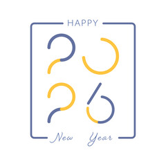 Happy new year 2026.New year greeting card, banner template.