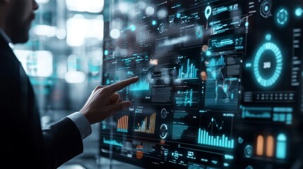 Futuristic Tech Interface with Data Visualization