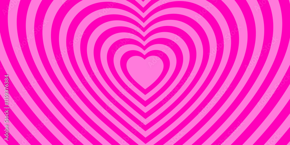 Poster monochrome horizontal background of heart shaped tunnel. rainbow romantic pattern. pink colors. tren