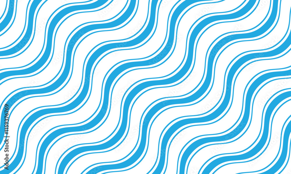 Poster abstract simple decorative blue thin and thick smooth wave line pattern.