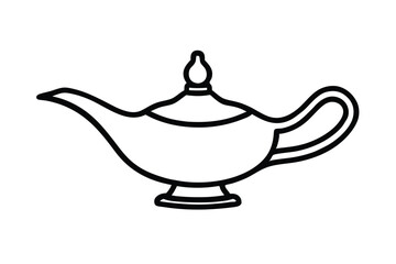 Magic lamp icon line art ramadan festival related vector