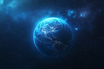 Obraz premium Glowing Earth from Space Orbit at Night