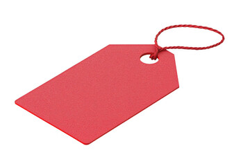 Rectangular blank red tag, close-up of the image, on white background, png, no background, on transparent background, isolated, mockup, sale