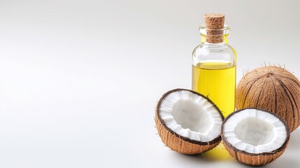 Kitchen photography extracting coconut oil from fresh natural ingredients