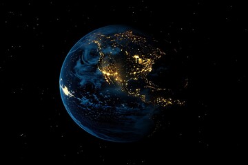 Obraz premium Night Earth City Lights From Space