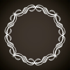 Old cute romantic book ribbon bow swirly tag swoosh element isolated on white paper card backdrop. Freehand black ink pen outline drawn curly corner sketchy in artistic rustic curlicue scrawl style