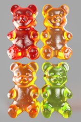 Obraz premium Colorful gummy bears in red, yellow, green, and orange