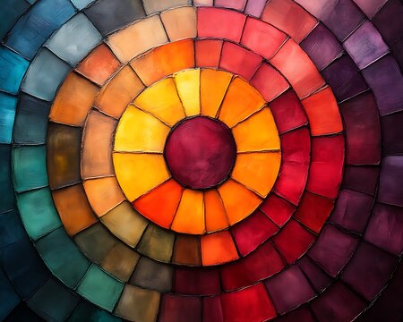 Circular color palette with vibrant hues.