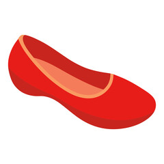red ballet flat shoe vector illustration, vector illustration of a red ballet flat shoe with a simple and sleek design, featuring light orange inner lining, in a flat style.
