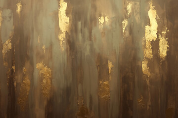 A symphony of brushstrokes in earth tones with a touch of metallic gold