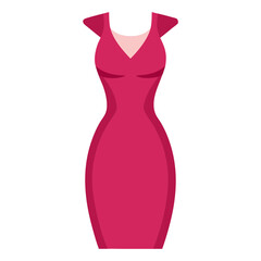 sleek pink bodycon dress illustration, vector illustration of a stylish pink bodycon dress with a v-neckline and cap sleeves, designed in a modern flat style.
