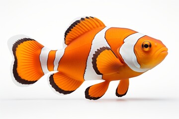 A vibrant clownfish swimming gracefully, showcasing its striking orange and white colors in a lively underwater scene.