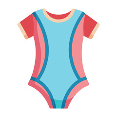 light blue and pink short-sleeve swimsuit, vector illustration of a light blue and pink short-sleeve one-piece swimsuit with modern design and colorful accents.
