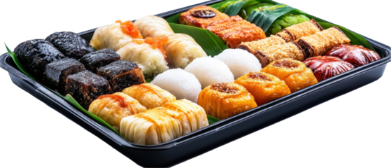 Delicious assortment of traditional dim sum. transparent background
