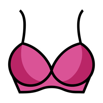 recommend clip art: pink bra with thin black outlines, vector illustration of a pink bra featuring thin straps and bold black outlines, perfect for lingerie and modern fashion themes.
                    
