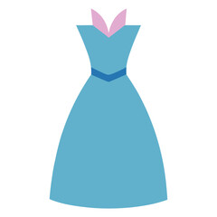 blue formal dress with pink collar, vector illustration of a blue formal dress featuring a pink collar and belt detail, suitable for fashion and style themes.
