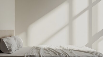 Modern minimalist guest bedroom with minimal decor. Featuring a clean, open design with sleek lines