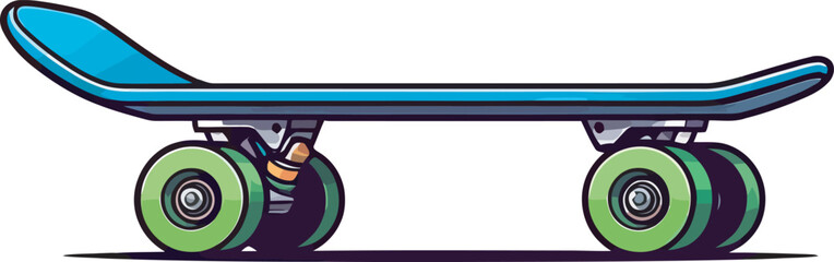 Fototapeta premium a skateboard with green wheels and a blue top.