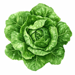 Obraz premium Realistic fresh romaine lettuce head isolated on transparent background Generative Ai.