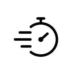 Quick time icon. Rapid line symbol. Countdown timer icon. Speed time vector icon isolated on white background.