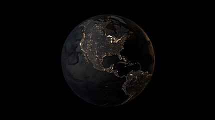 Dark Earth Globe Showing North America City Lights