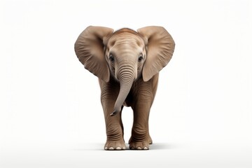 Fototapeta premium A young elephant standing confidently, showcasing its playful nature and unique features in a minimalist setting.