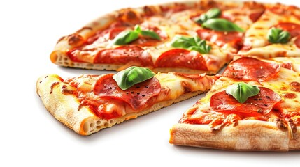 A delicious pizza with a variety of toppings, ready to be enjoyed. High quality ingredients and appealing presentation make this dish look appetizing.