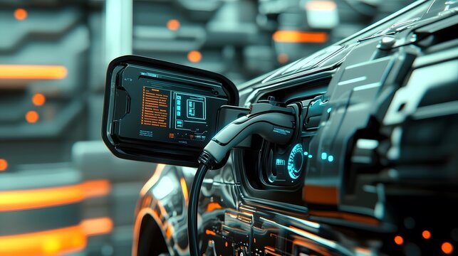 Futuristic Electric Vehicle Charging Interface Display