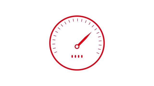 Digital Circle speed meter animation, meter Speed Animation or speed test tachometer, Creative speed meter concept, speedometer kilometer 4k video, Red color with white background