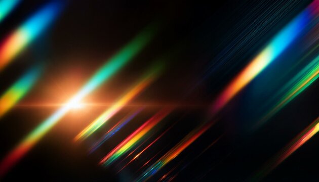 Efeito de faixas de luzes arco-&iacute;ris em fundo escuro - Generated Image