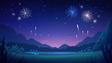 Obraz premium Dreamy landscapes under the fireworks
