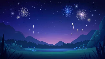 Selbstklebende Fototapeten Dreamy landscapes under the fireworks © Erin