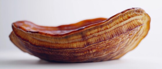 Single Ganoderma lucidum mushroom, close-up.