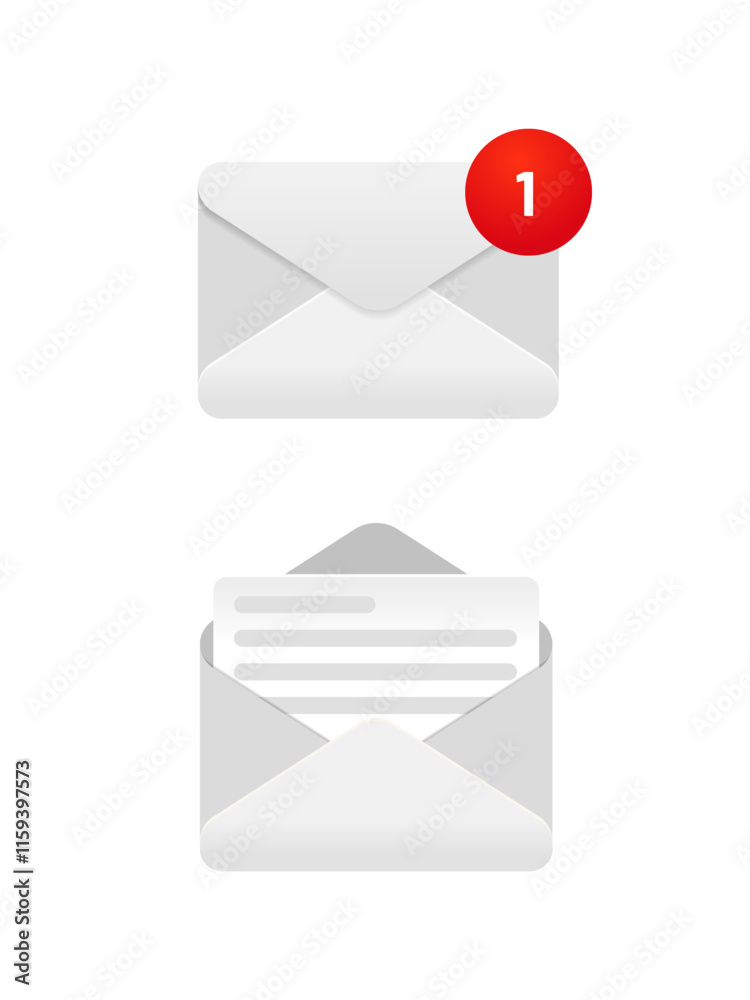 Aufkleber new message notification concept on realistic smartphone mockup. new email pop up. incoming, open me