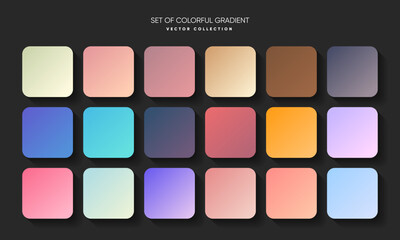 Gradient colors palette template, gradient color guide palette with color for paint, web ui, design etc.