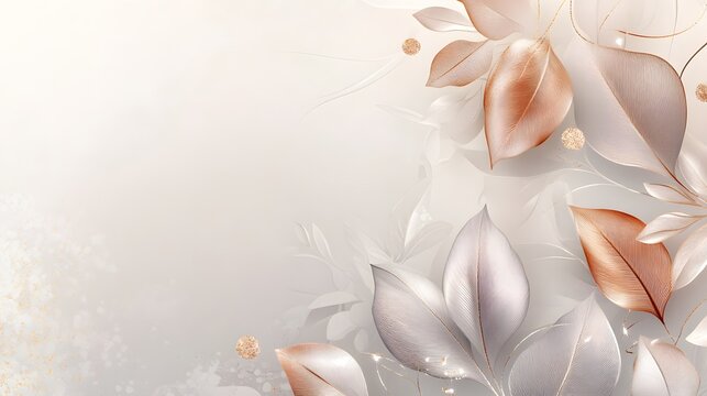 Elegant Rose Gold and Silver Leaves Design
