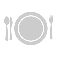 The dishes in the vector are isolated on a white background. Spoon fork knife plate hand-drawn. Table setting. The cutlery is black and white. Kitchen tools.