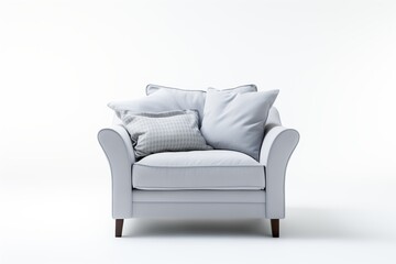 Elegant light gray sofa with plush cushions, perfect for a cozy living room, exuding comfort and style.
