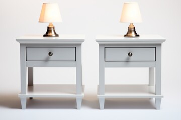 Elegant nightstands with lamps, perfect for a cozy bedroom setting. Ideal for interior design inspiration.